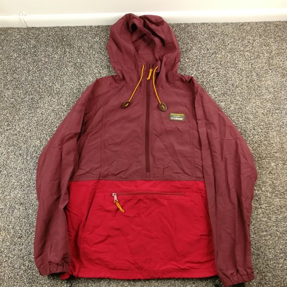 LL Bean Jacket Mountain Colorblock Anorak Hooded Windbreaker 1/2 Zip Mens Medium - Picture 1 of 7